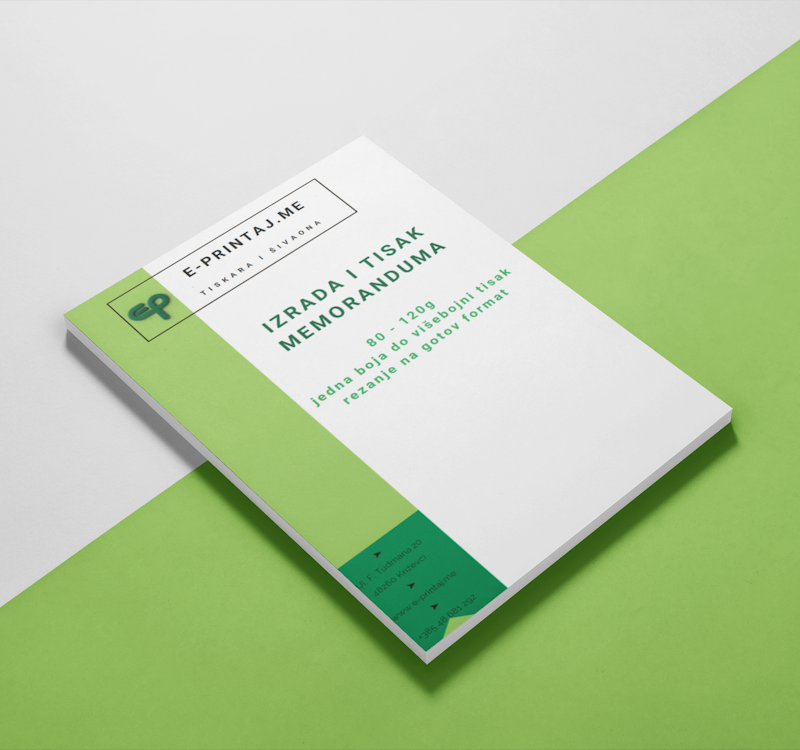 Memorandum s logom i vizualnim identitetom na svijetloj pozadini