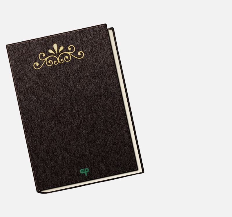 Kožni crni rokovnik sa zlatnim tiskom i logom u zelenoj boji